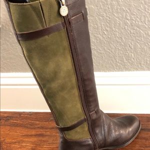 Suede and hunter green boots